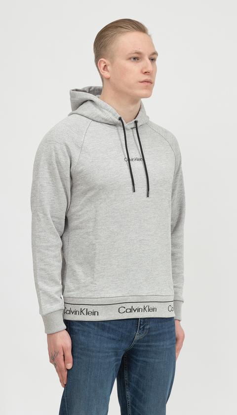  Calvin Klein Heather Logo Hoodie Erkek Kapüşonlu Sweatshirt