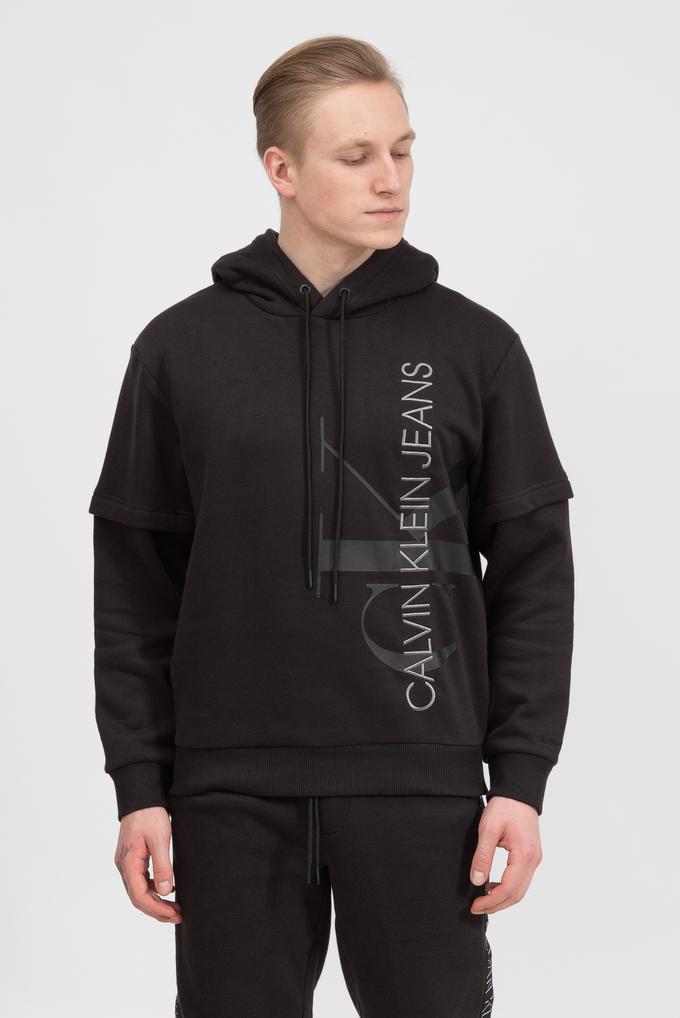  Calvin Klein Doublelayer Vertical Puff Hoodie Erkek Kapüşonlu Sweatshirt