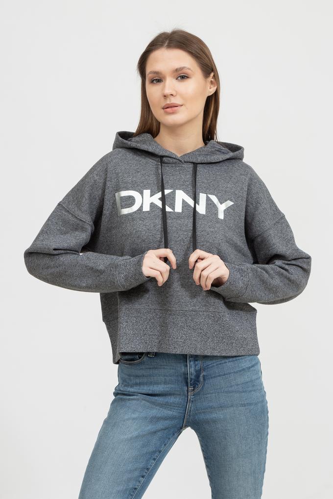  DKNY Exploded Logo Croppe Kadın Kapüşonlu Sweatshirt