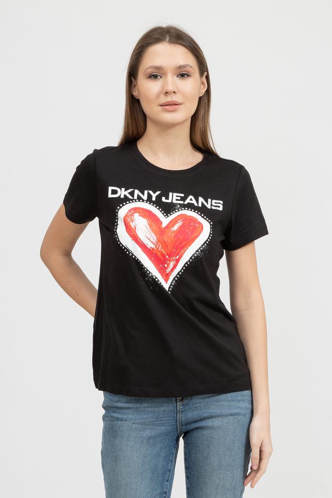  DKNY S/S Dkny Graffiti Lo Kadın Bisiklet Yaka T-Shirt
