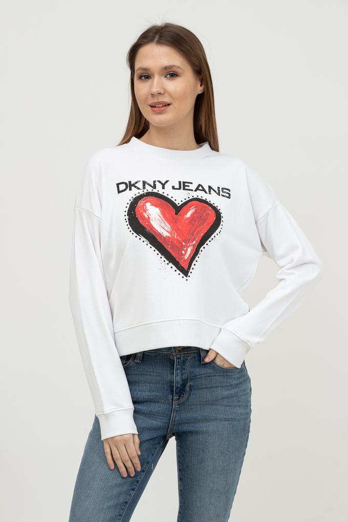  DKNY L/S Graffiti Heart S Kadın Bisiklet Yaka Sweatshirt