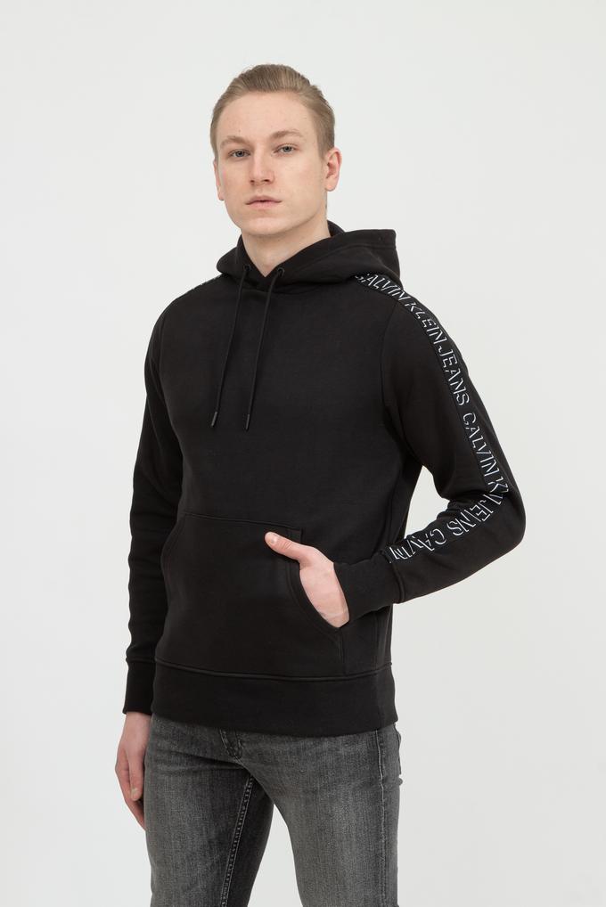  Calvin Klein Shadow Logo Tape Sleeves Hoodie Erkek Kapüşonlu Sweatshirt