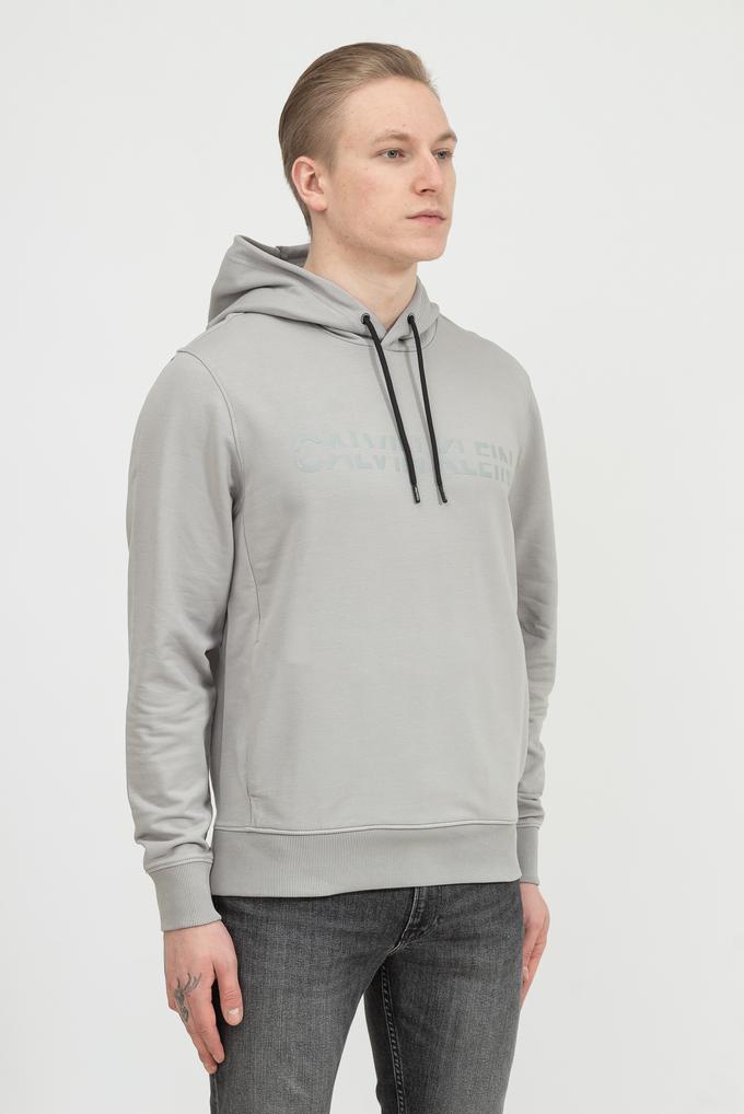  Calvin Klein Matt Shine Split Logo Hoodie Erkek Kapüşonlu Sweatshirt