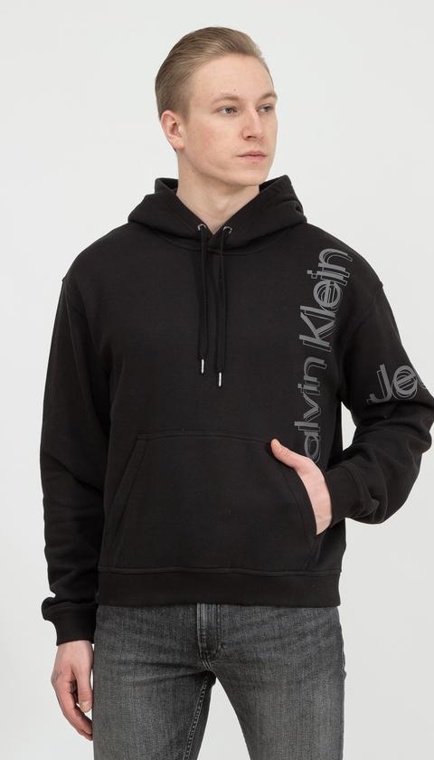  Calvin Klein Vertical Bold Instit Hoodie Erkek Kapüşonlu Sweatshirt