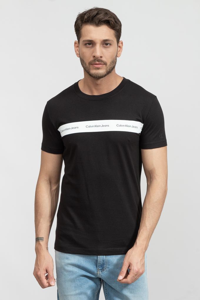  Calvin Klein Contrast instit Stripe Tee Erkek Bisiklet Yaka T-Shirt