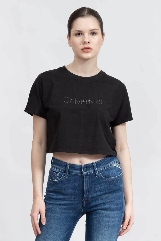  Calvin Klein Embossed Icon Kadın Bisiklet Yaka T-Shirt